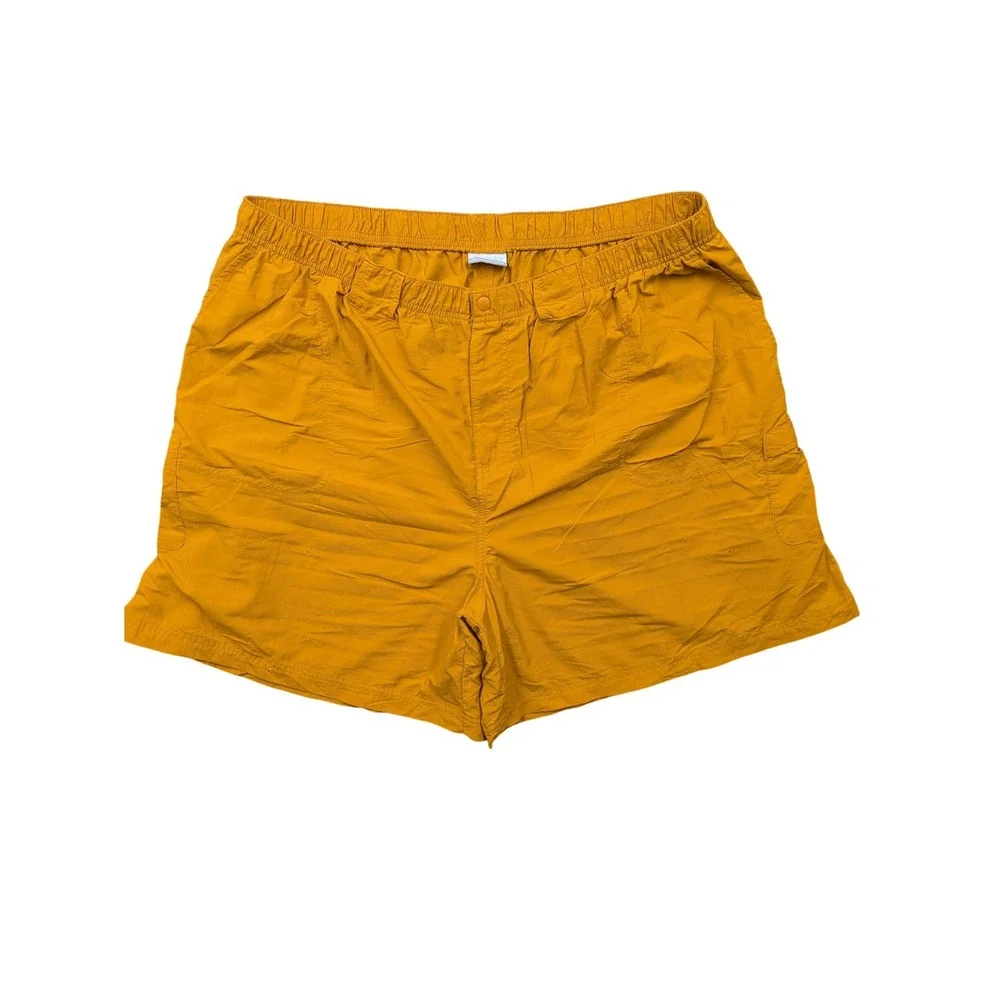 Columbia Cargo Shorts Mens 3XL Yellow Nylon Elastic Waist 6 Inseam Quick Dry